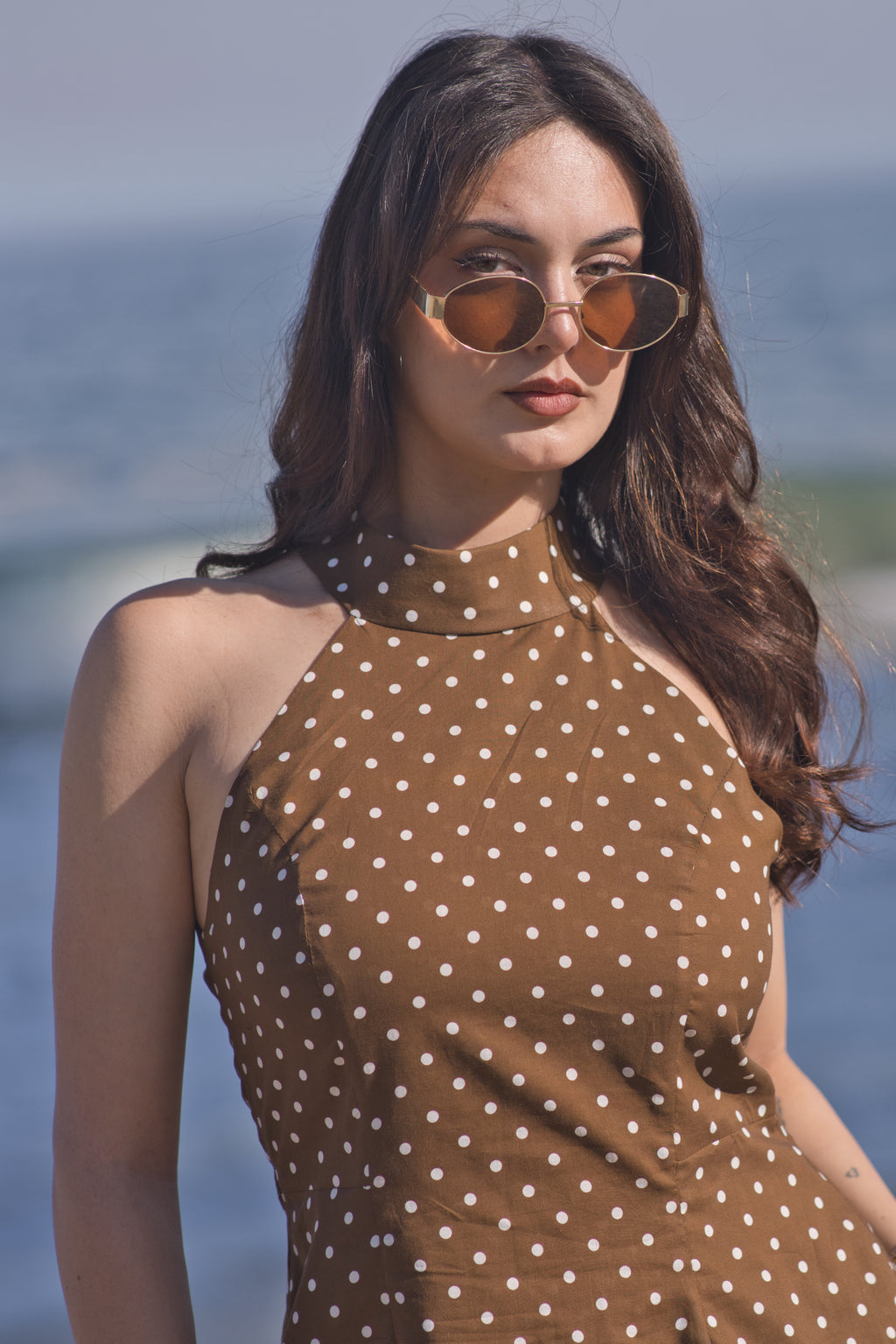 Vestido Valentina - chocolate con lunares blancos